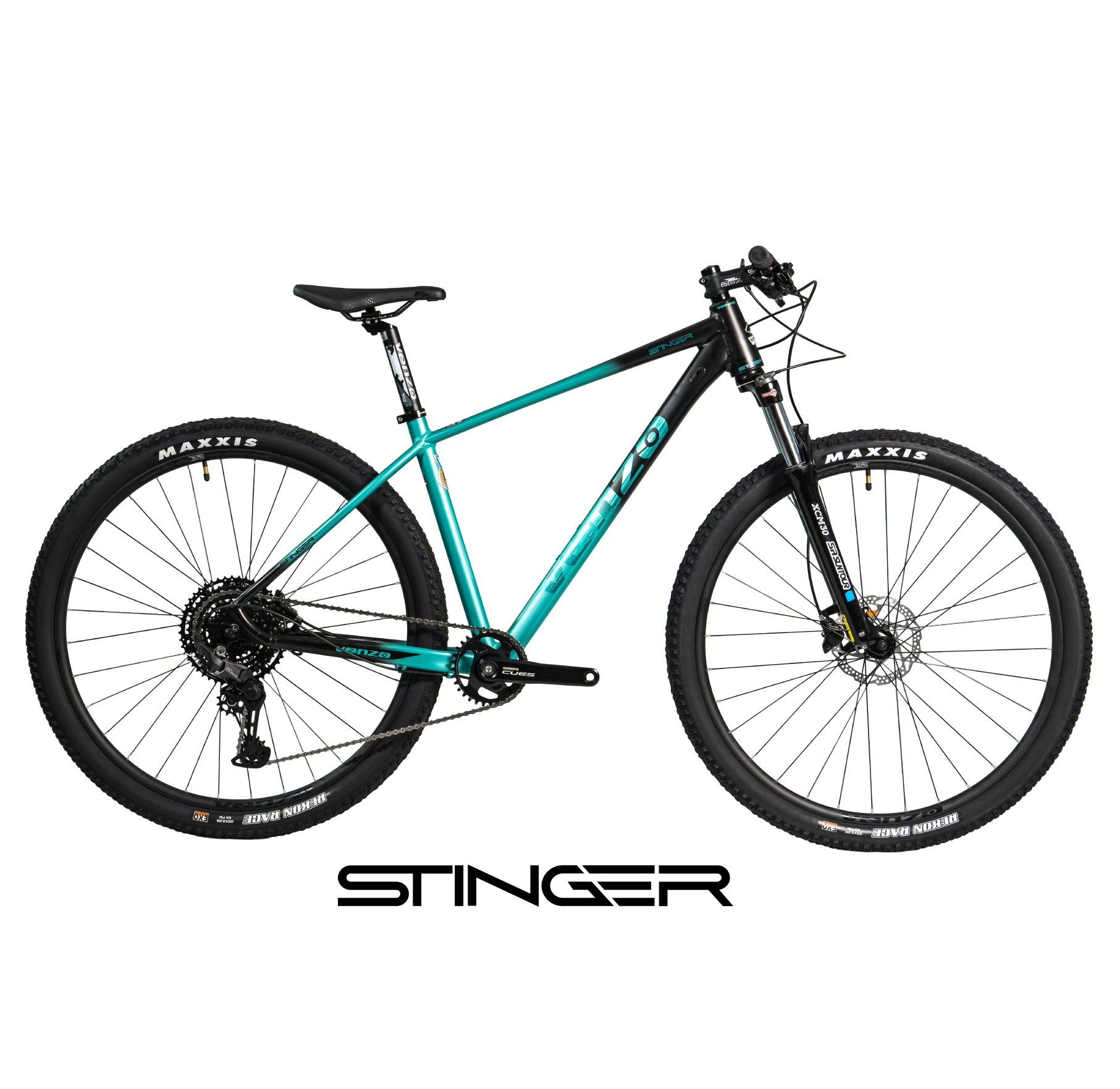 VENZO-STINGER-1X10-SHIMANO-CUES-NEGRO-TEAL